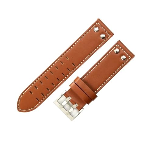 WUWMTUTCK Atmungsaktives Leder-Uhrenzubehör, passend for Hamilton H760250 Khaki Aviation Uhrenarmband 20 22 mm(Brown white-Steel,20mm) von WUWMTUTCK