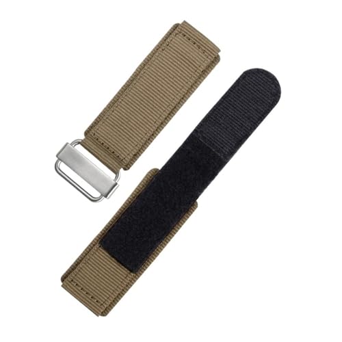 WUWMTUTCK Bequeme und atmungsaktive Nylon-Uhrenarmbänder mit Klettverschluss, passend for Panerai, passend for Bell, passend for Ross Canvas-Uhrenarmband 22 24 mm(Khaki-Steel,22mm) von WUWMTUTCK