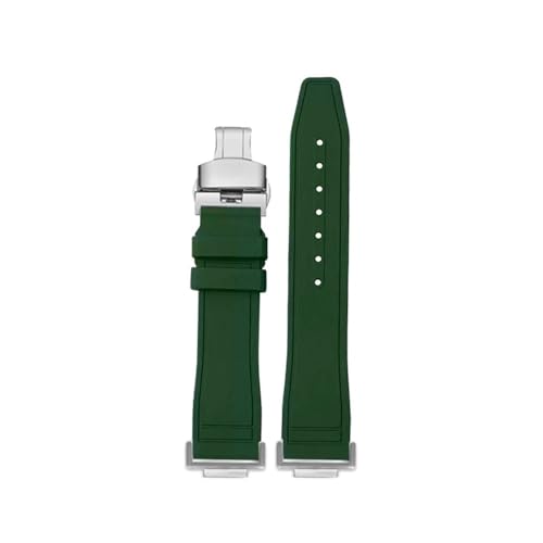 WUWMTUTCK Fluorkautschuk-Silikon-Armband, weich, reine Farbe, Mintgrün, Herrenarmband, passend for CASIO, passend for G-SHOCK DW5600 DW5610(Green-Silver) von WUWMTUTCK
