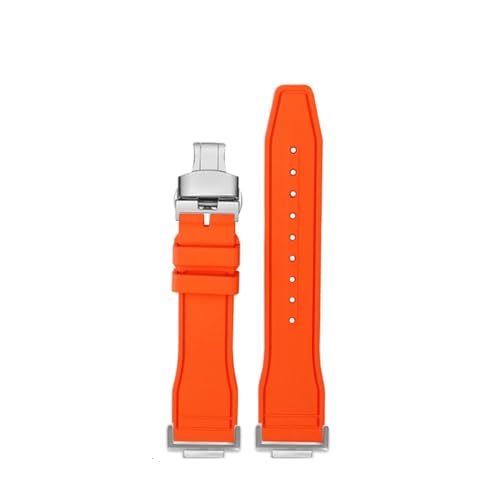 WUWMTUTCK Fluorkautschuk-Silikon-Armband, weich, reine Farbe, Mintgrün, Herrenarmband, passend for CASIO, passend for G-SHOCK DW5600 DW5610(Orange-Silver) von WUWMTUTCK