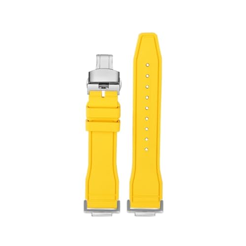 WUWMTUTCK Fluorkautschuk-Silikon-Armband, weich, reine Farbe, Mintgrün, Herrenarmband, passend for CASIO, passend for G-SHOCK DW5600 DW5610(Yellow-Silver) von WUWMTUTCK