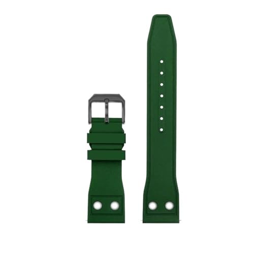WUWMTUTCK Fluorkautschuk-Silikon-Uhrenarmband, 20 mm, 21 mm, 22 mm, weich, staubdicht, blau, schwarz, dunkelgrün, mit Nietenarmband, passend for IWC Pilot Mark-xx(Green-B pin,20mm) von WUWMTUTCK
