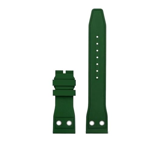 WUWMTUTCK Fluorkautschuk-Silikon-Uhrenarmband, 20 mm, 21 mm, 22 mm, weich, staubdicht, blau, schwarz, dunkelgrün, mit Nietenarmband, passend for IWC Pilot Mark-xx(Green-NO BK,20mm) von WUWMTUTCK