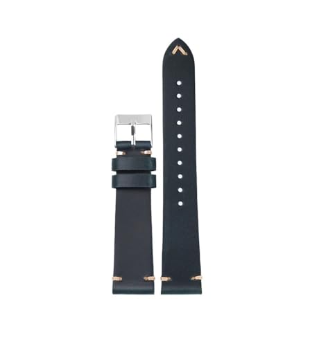 WUWMTUTCK Handgefertigtes Lederarmband, 18, 19, 20, 21, 22 mm, Schwarz, Blau, Braun, Vintage-Stil, weiches Armband, ultradünnes, weiches Herrenarmband(Bule,19mm) von WUWMTUTCK