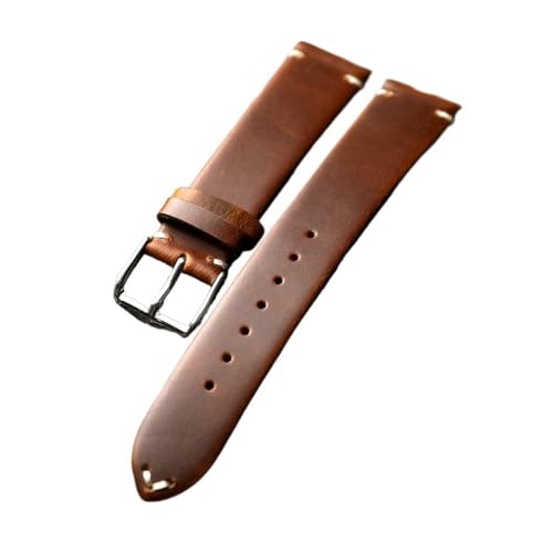 WUWMTUTCK Handgefertigtes ultradünnes Lederarmband 18 19 20 21 22MM altes weiches Vintage-Armband, Herrenarmband, Vintage-Stil(Brown A,20mm) von WUWMTUTCK