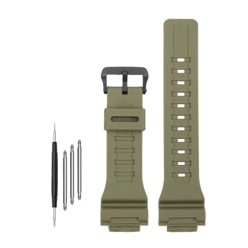 WUWMTUTCK Harz-Gummi-Silikon-Uhrenarmband, 18 mm, hell oder matt, for Herren und Damen, passend for Casio, passend for G-SHOCK DW-H5600 AQ-S810W AEQ-110(Matte army green-B) von WUWMTUTCK