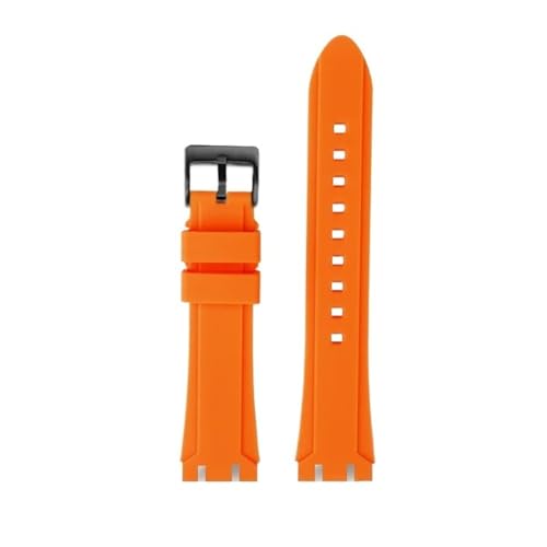 WUWMTUTCK Harz-Silikon-Gummi-Uhrenarmband, 19 mm, 21 mm, Schwarz, Dunkelblau, Grün, Orange, Herrenarmband, passend for SWATCH IRONY, passend for CHRONO, brüniert(Orange-B pin,19mm) von WUWMTUTCK