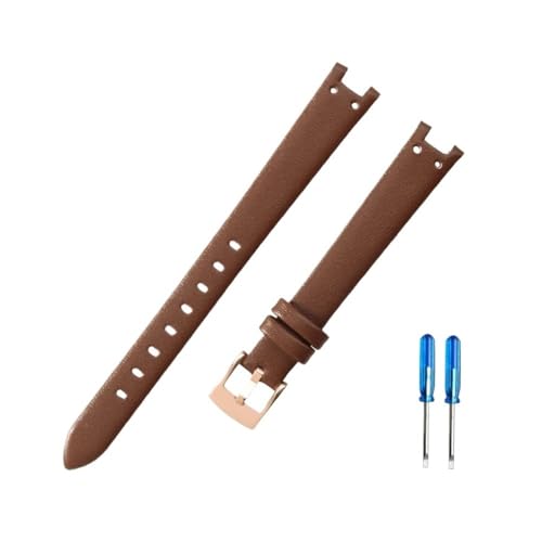 WUWMTUTCK Hochwertiges Damenarmband aus schwarzem Leder und konkaver Schnittstelle, passend for Anne Klein-Serie AK 1950/9442/9918/9168 mit Stahlschnalle(Brown-Rose-K12) von WUWMTUTCK
