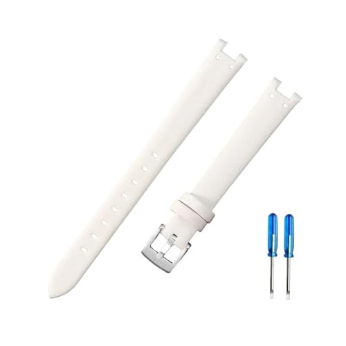 WUWMTUTCK Hochwertiges Damenarmband aus schwarzem Leder und konkaver Schnittstelle, passend for Anne Klein-Serie AK 1950/9442/9918/9168 mit Stahlschnalle(White-Steel-K12) von WUWMTUTCK