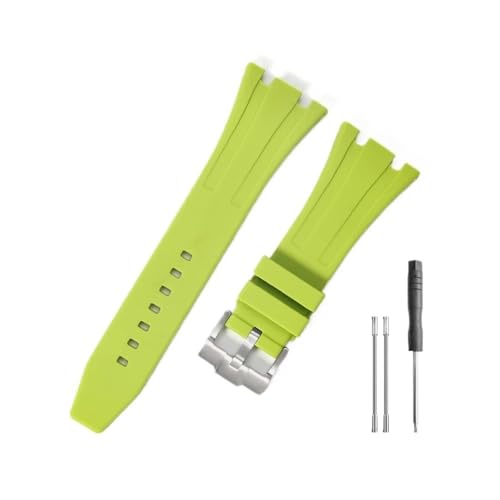WUWMTUTCK Langlebiges und bequemes Uhrenarmband, passend for Audemars Piguet, passend for Royal Oak Offshore 15703 15400, mit Silikonarmband(Green-Steel-K14) von WUWMTUTCK