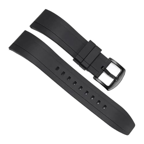 WUWMTUTCK Langlebiges und verschleißfestes Silikon-Universal-Uhrenarmband, weiches, bequemes Armband, 20 22 24 mm(Black-Black-K2,20mm) von WUWMTUTCK