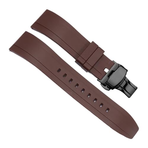 WUWMTUTCK Langlebiges und verschleißfestes Silikon-Universal-Uhrenarmband, weiches, bequemes Armband, 20 22 24 mm(Coffee-Black-B1,22mm) von WUWMTUTCK