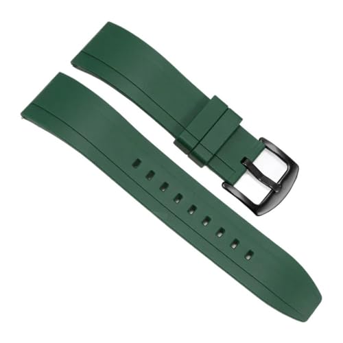 WUWMTUTCK Langlebiges und verschleißfestes Silikon-Universal-Uhrenarmband, weiches, bequemes Armband, 20 22 24 mm(Green-Black-K2,22mm) von WUWMTUTCK