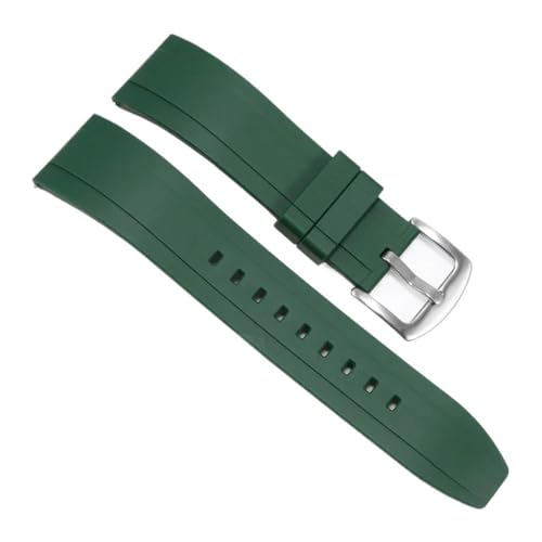 WUWMTUTCK Langlebiges und verschleißfestes Silikon-Universal-Uhrenarmband, weiches, bequemes Armband, 20 22 24 mm(Green-Steel-K2,20mm) von WUWMTUTCK