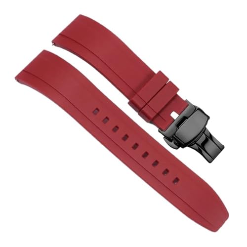 WUWMTUTCK Langlebiges und verschleißfestes Silikon-Universal-Uhrenarmband, weiches, bequemes Armband, 20 22 24 mm(Red-Black-B1,24mm) von WUWMTUTCK
