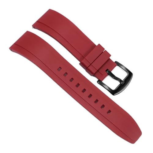 WUWMTUTCK Langlebiges und verschleißfestes Silikon-Universal-Uhrenarmband, weiches, bequemes Armband, 20 22 24 mm(Red-Black-K2,22mm) von WUWMTUTCK