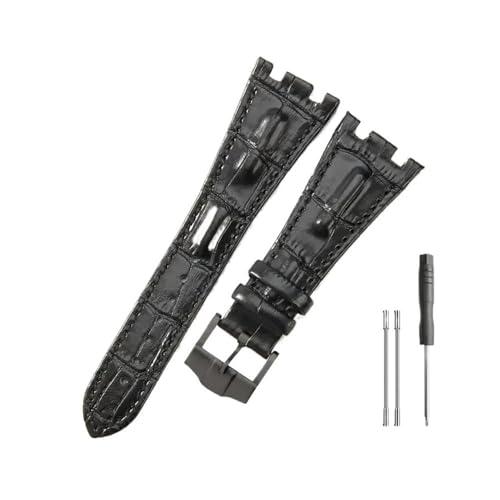 WUWMTUTCK Lederuhrenarmbänder passend for Audemars und passend for Piguet Royal Oak 15710 26471 26474 28 mm mit Faltschließe(Black-Black-K13) von WUWMTUTCK