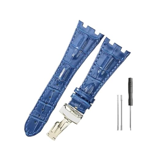 WUWMTUTCK Lederuhrenarmbänder passend for Audemars und passend for Piguet Royal Oak 15710 26471 26474 28 mm mit Faltschließe(Blue-Steel-Z1) von WUWMTUTCK