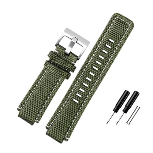 WUWMTUTCK Nylon-Canvas-Uhrenarmband, 24 x 16 mm, Hi-Q-Konvexgelenk, Schwarz, Grün, Blau, Herrenarmband mit Werkzeug, passend for Timex T2N720 721 TW2T76500 76300(Army green-S pin) von WUWMTUTCK