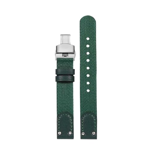 WUWMTUTCK Nylon-Canvas-Uhrenarmband, passend for DW, passend for Daniel, passend for Wellington Spring, Pastellfarben, 12 mm, 14 mm, rosa, cremefarben, schwarz, grün, mit Nieten-Damenarmband(Green-sil WUWMTUTCK Nylon-Canvas-Uhrenarmband, passend for DW, passend for Daniel, passend for Wellington Spring, Pastellfarben, 12 mm, 14 mm, rosa, cremefarben, schwarz, grün, mit Nieten-Damenarmband(Green-sil von WUWMTUTCK