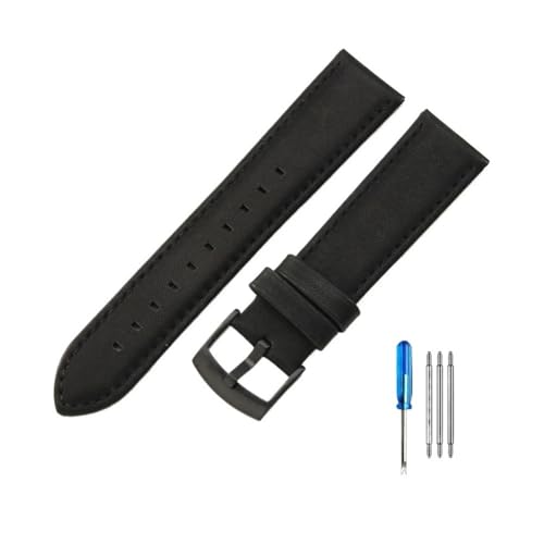 WUWMTUTCK Passend for Armani AR1973 1970ar1807 1828AX2098 Black Samurai Herren-Lederuhrenarmband 22 Schwarz Schwarze Schnalle 20 22 mm(Black-Black,22mm) von WUWMTUTCK