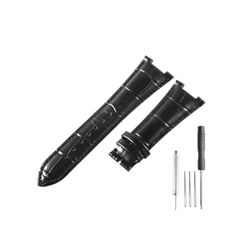 WUWMTUTCK Passend for Patek Philippe Lederuhr mit Kerbe der Serien 5711, 5712, 5726, helles und glattes Uhrenarmband, 25 mm(Black-No) von WUWMTUTCK