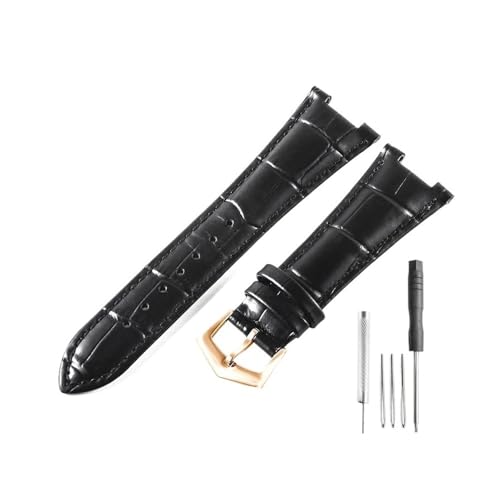 WUWMTUTCK Passend for Patek Philippe Lederuhr mit Kerbe der Serien 5711, 5712, 5726, helles und glattes Uhrenarmband, 25 mm(Black-RS-K20) von WUWMTUTCK