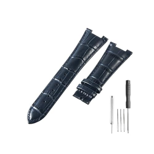 WUWMTUTCK Passend for Patek Philippe Lederuhr mit Kerbe der Serien 5711, 5712, 5726, helles und glattes Uhrenarmband, 25 mm(Blue-No) von WUWMTUTCK