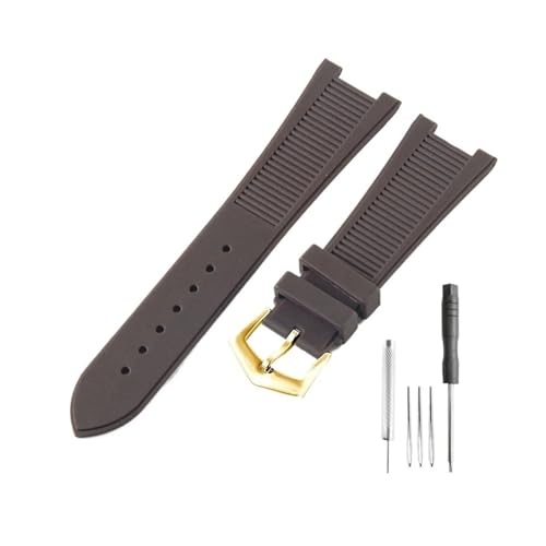 WUWMTUTCK Passend for Patek Philippe Sport Elegance 5726/5711/5712 Nautilus Series Silikon-Uhrenarmband-Zubehör 25 x 13 mm(Brown-GD-K20) von WUWMTUTCK