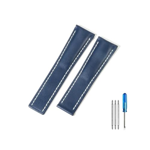 WUWMTUTCK Passend for Piloten der Breitling-Serie, passend for italienische Avengers, passend for Air Timing, passend for Ocean Culture, passend for Lederarmband 22/24 mm(Blue(PW)-No buckle,22mm) von WUWMTUTCK