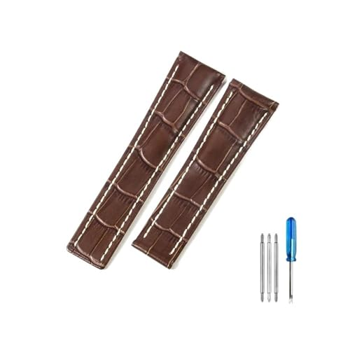WUWMTUTCK Passend for Piloten der Breitling-Serie, passend for italienische Avengers, passend for Air Timing, passend for Ocean Culture, passend for Lederarmband 22/24 mm(Brown(ZJ)-No buckle,22mm) von WUWMTUTCK