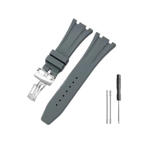WUWMTUTCK Passend for Seiko Gummi-Silikon-Uhrenarmband, passend for Ap Royal Oak 15400/26331/15500 in Orange, Grün und Blau, 27 mm Uhrenarmbänder(Gray-Steel-Z1) von WUWMTUTCK