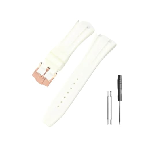 WUWMTUTCK Passend for Seiko Gummi-Silikon-Uhrenarmband, passend for Ap Royal Oak 15400/26331/15500 in Orange, Grün und Blau, 27 mm Uhrenarmbänder(White-Rose-K13) von WUWMTUTCK