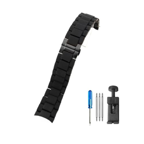 WUWMTUTCK Silikon-Edelstahl-Uhrenarmbänder passend for Armani AR5890 5891 5906 5905 Uhren mit Schnalle in 20 mm und 23 mm(Black-Black,20mm) von WUWMTUTCK