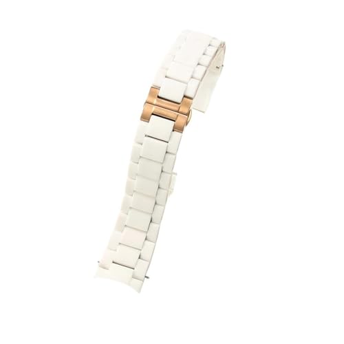 WUWMTUTCK Silikon-Edelstahl-Uhrenarmbänder passend for Armani AR5890 5891 5906 5905 Uhren mit Schnalle in 20 mm und 23 mm(White-Rose,20mm) von WUWMTUTCK