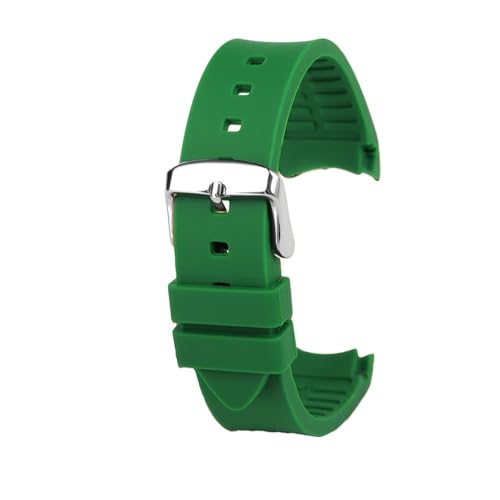 WUWMTUTCK Silikon-Gummi-Uhrenarmband, 20 mm, 23 mm, Arc-Schnittstelle, weich, schwarz, rot, Herren- und Damenarmband, passend for GUC GC G-TIMELESS YA1264065 YA126487(Green-S pin,23mm) von WUWMTUTCK