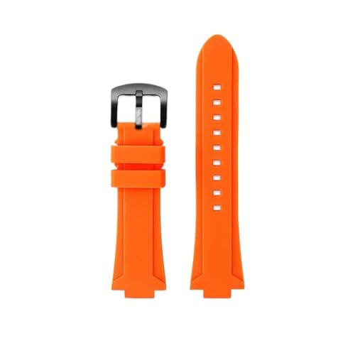 WUWMTUTCK Silikonkautschuk-Armband, 24 x 16 mm, konvexes Gelenk, Schwarz, Blau, Grün, Orange, Herrenarmband, passend for Timex Adventure Tidal IQ T2N720 T2N721(Orange-B pin) von WUWMTUTCK