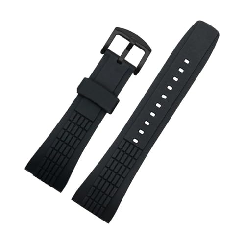 WUWMTUTCK Silikonkautschuk-Uhrenarmband, 26 mm, hochwertiges, schlichtes Arc-Interface, SCHWARZes Ersatzarmband for Herren, passend for SEIKO, passend for VELATURA SRH SPC007(A Black-B pin) von WUWMTUTCK