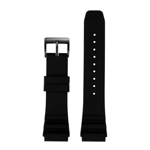 WUWMTUTCK Silikonkautschuk-Uhrenarmband 20 22 mm Hi-Q Soft Schwarz Blau Orange Rot Herrenarmband Armband passend for CASIO MDV-106 MTP-VD01(Black-B pin,20mm) von WUWMTUTCK