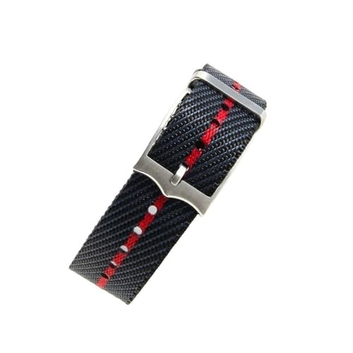 WUWMTUTCK Strapazierfähige Nylon-Uhrenarmbänder, passend for Tudor Biwan-Serie, kleine rote Blume, passend for Omega, passend for Rolex, Canvas-Jacquard-Strickuhr-Zubehör, 20–22 mm(Blue red-Steel,22mm von WUWMTUTCK