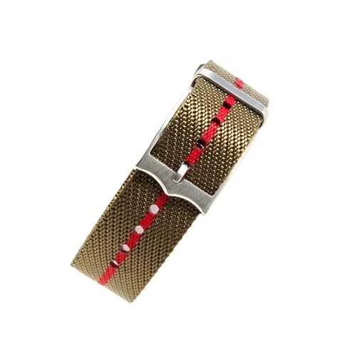 WUWMTUTCK Strapazierfähige Nylon-Uhrenarmbänder, passend for Tudor Biwan-Serie, kleine rote Blume, passend for Omega, passend for Rolex, Canvas-Jacquard-Strickuhr-Zubehör, 20–22 mm(Green red-Steel,22m von WUWMTUTCK