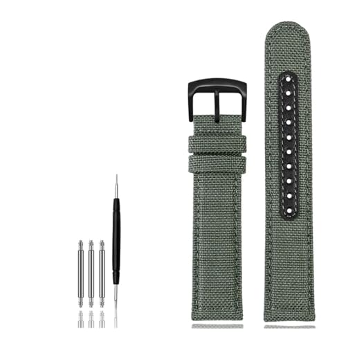 WUWMTUTCK Uhrenarmband aus Nylon-Canvas-Unterseite, passend for SEIKO NO.5 SRPC31J1 SSC295J1 20 21 22 mm, Schwarz, Grün, Grau, Khaki, Blau, Herrenarmband(Gray-B pin,21mm) von WUWMTUTCK