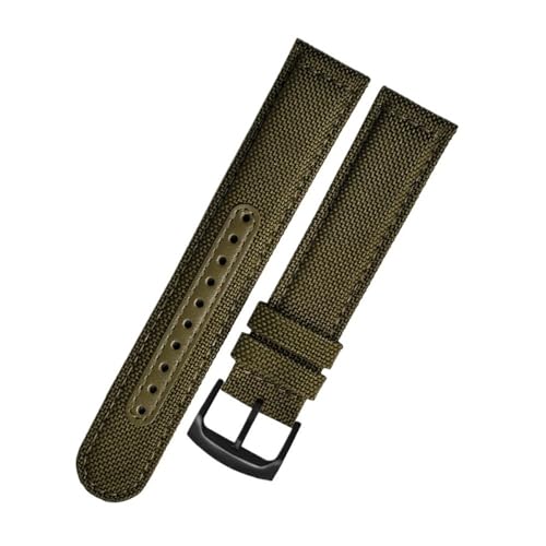 WUWMTUTCK Uhrenarmband aus Nylon-Canvas-Unterseite, passend for SEIKO NO.5 SRPC31J1 SSC295J1 20 21 22 mm, Schwarz, Grün, Grau, Khaki, Blau, Herrenarmband(Green-B pin,22mm) von WUWMTUTCK