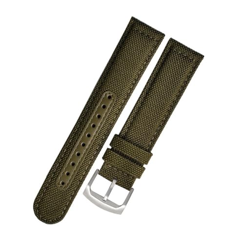 WUWMTUTCK Uhrenarmband aus Nylon-Canvas-Unterseite, passend for SEIKO NO.5 SRPC31J1 SSC295J1 20 21 22 mm, Schwarz, Grün, Grau, Khaki, Blau, Herrenarmband(Green-S pin,21mm) von WUWMTUTCK