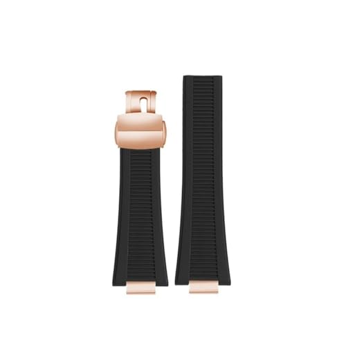 WUWMTUTCK Uhrenarmband aus Silikonkautschuk, 25 x 13 mm, weich gestreift, Schwarz, Braun, Grau, Grün, Herrenarmband, passend for Patek Philippe(A Black-RG) von WUWMTUTCK