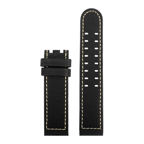 WUWMTUTCK Uhrenarmband mit Nylonboden, 20 mm, 22 mm, atmungsaktiv, schwarze weiße Linien, passend for Hamilton KHAKI FIELD H70575733 H68401735(Black white-NO BK,20mm) von WUWMTUTCK