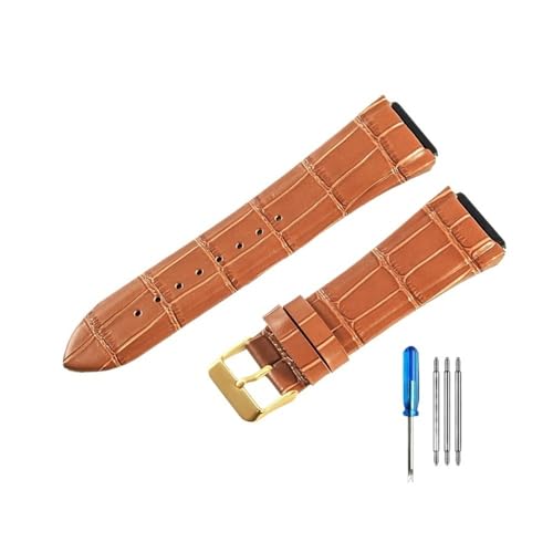 WUWMTUTCK Verschleißfeste und langlebige Lederuhrenarmbänder, passend for Guess W0400G2 W0040G7/W0247G4 Uhrenarmband 22 mm(Brown Yellow-GD-K1) von WUWMTUTCK