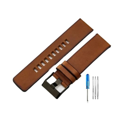 WUWMTUTCK Weiche elastische Uhrenarmbänder passend for Diesel Retro-Serie DZ4343 DZ4323 DZ7406 DZ7408 Bequemes Uhrenarmband 22 24 26 mm(Brown(FG)-Black-K3,24mm) von WUWMTUTCK