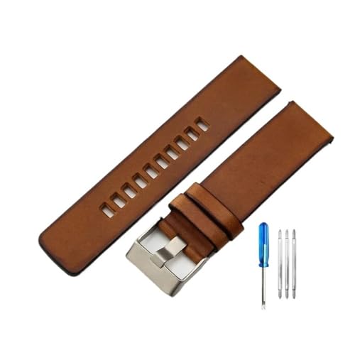 WUWMTUTCK Weiche elastische Uhrenarmbänder passend for Diesel Retro-Serie DZ4343 DZ4323 DZ7406 DZ7408 Bequemes Uhrenarmband 22 24 26 mm(Brown(FG)-Steel-K3,24mm) von WUWMTUTCK