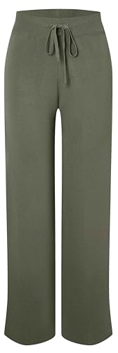 WUWUSKY Damen Hosen Catalina Damen Strickhose – High Waist Jogginghose mit elastischer Taille weiche Sommer Freizeithose Soft Sweatpants für Frauen von WUWUSKY